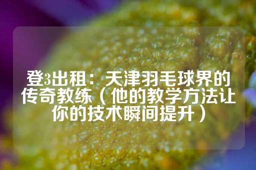 登3出租：天津羽毛球界的传奇教练（他的教学方法让你的技术瞬间提升）-第1张图片-皇冠信用盘出租