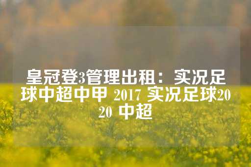 皇冠登3管理出租：实况足球中超中甲 2017 实况足球2020 中超-第1张图片-皇冠信用盘出租