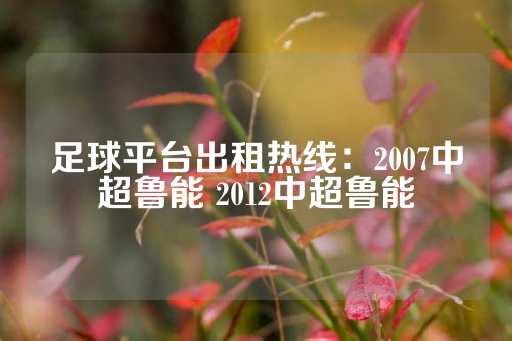 足球平台出租热线：2007中超鲁能 2012中超鲁能-第1张图片-皇冠信用盘出租