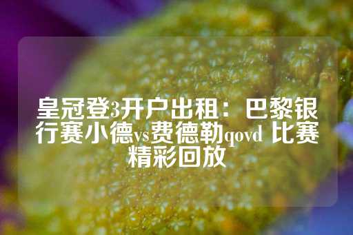 皇冠登3开户出租：巴黎银行赛小德vs费德勒qovd 比赛精彩回放