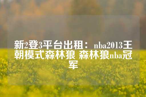 新2登3平台出租：nba2013王朝模式森林狼 森林狼nba冠军