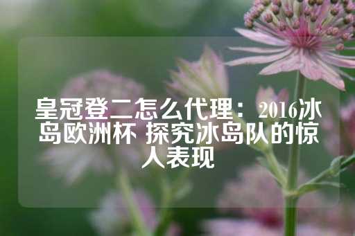 皇冠登二怎么代理：2016冰岛欧洲杯 探究冰岛队的惊人表现-第1张图片-皇冠信用盘出租