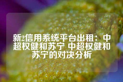 新2信用系统平台出租：中超权健和苏宁 中超权健和苏宁的对决分析-第1张图片-皇冠信用盘出租