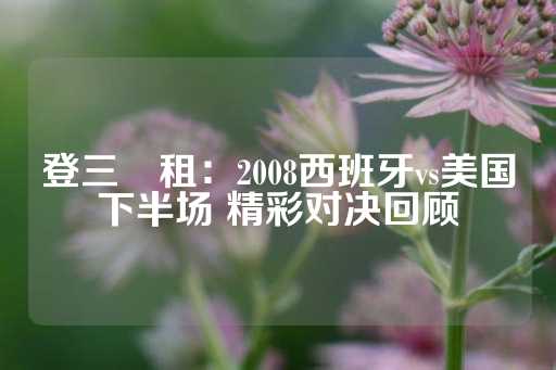 登三岀租：2008西班牙vs美国下半场 精彩对决回顾