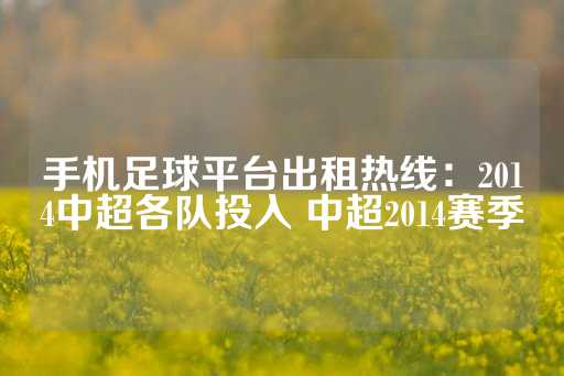 手机足球平台出租热线：2014中超各队投入 中超2014赛季-第1张图片-皇冠信用盘出租