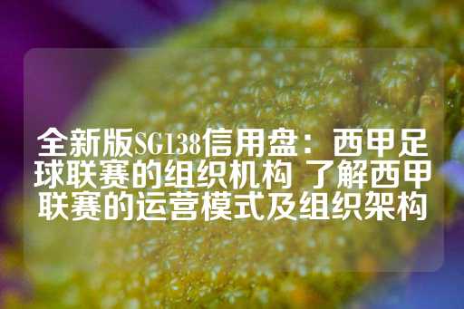 全新版SG138信用盘：西甲足球联赛的组织机构 了解西甲联赛的运营模式及组织架构