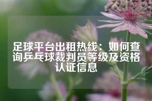 足球平台出租热线：如何查询乒乓球裁判员等级及资格认证信息-第1张图片-皇冠信用盘出租