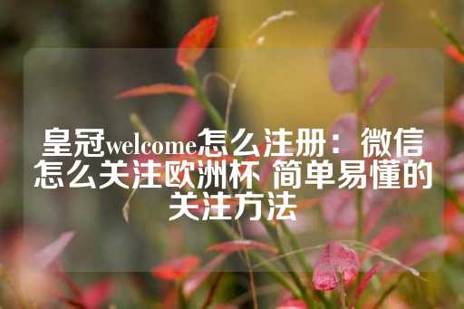 皇冠welcome怎么注册：微信怎么关注欧洲杯 简单易懂的关注方法