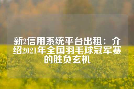 新2信用系统平台出租：介绍2021年全国羽毛球冠军赛的胜负玄机