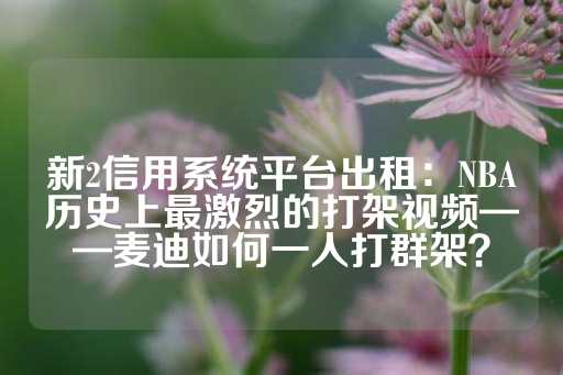 新2信用系统平台出租：NBA历史上最激烈的打架视频——麦迪如何一人打群架？