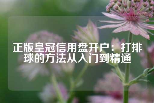 正版皇冠信用盘开户：打排球的方法从入门到精通-第1张图片-皇冠信用盘出租