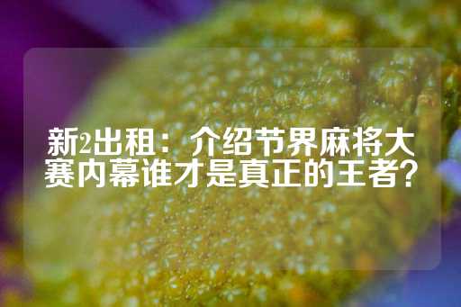 新2出租：介绍节界麻将大赛内幕谁才是真正的王者？-第1张图片-皇冠信用盘出租