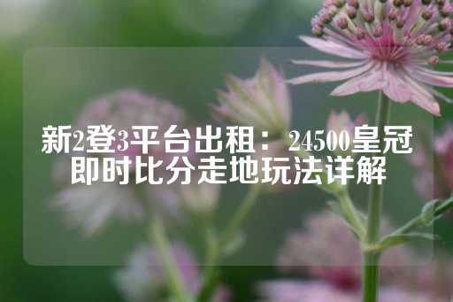 新2登3平台出租：24500皇冠即时比分走地玩法详解