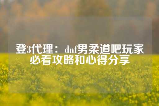 登3代理：dnf男柔道吧玩家必看攻略和心得分享