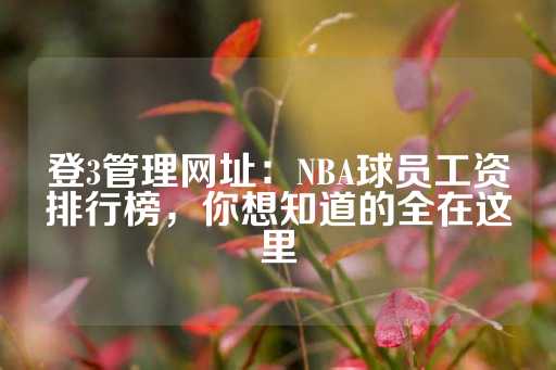 登3管理网址：NBA球员工资排行榜，你想知道的全在这里-第1张图片-皇冠信用盘出租