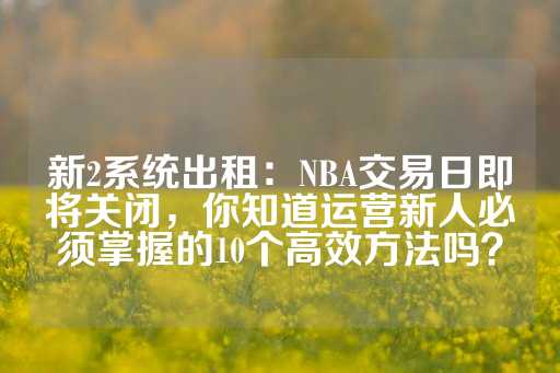 新2系统出租：NBA交易日即将关闭，你知道运营新人必须掌握的10个高效方法吗？-第1张图片-皇冠信用盘出租