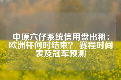 中原六仔系统信用盘出租：欧洲杯何时结束？ 赛程时间表及冠军预测-第1张图片-皇冠信用盘出租