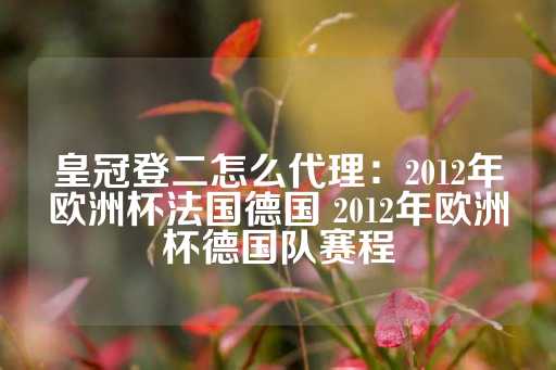 皇冠登二怎么代理：2012年欧洲杯法国德国 2012年欧洲杯德国队赛程