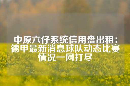 中原六仔系统信用盘出租：德甲最新消息球队动态比赛情况一网打尽