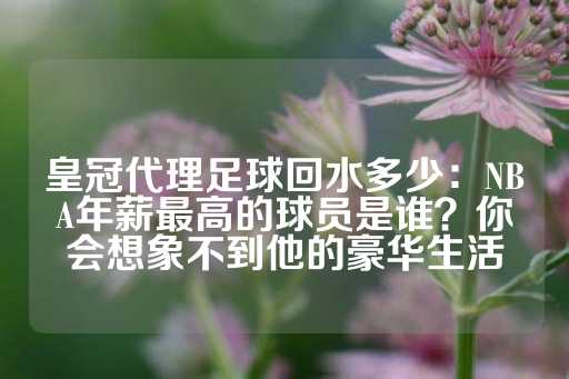 皇冠代理足球回水多少：NBA年薪最高的球员是谁？你会想象不到他的豪华生活-第1张图片-皇冠信用盘出租