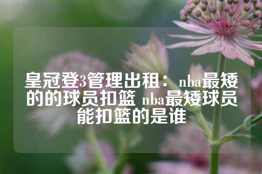 皇冠登3管理出租：nba最矮的的球员扣篮 nba最矮球员能扣篮的是谁