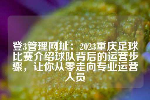 登3管理网址：2023重庆足球比赛介绍球队背后的运营步骤，让你从零走向专业运营人员-第1张图片-皇冠信用盘出租