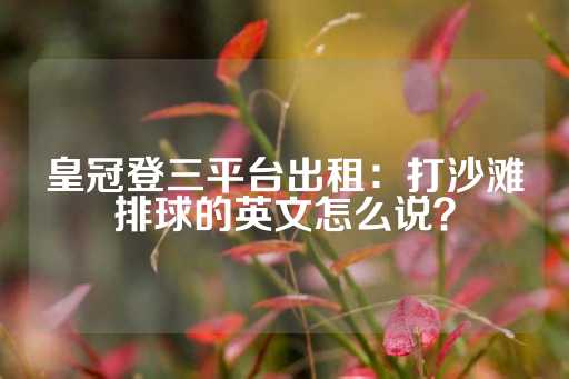 皇冠登三平台出租：打沙滩排球的英文怎么说？