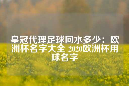 皇冠代理足球回水多少：欧洲杯名字大全 2020欧洲杯用球名字