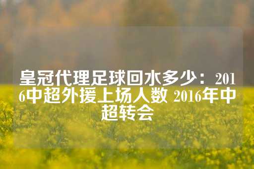 皇冠代理足球回水多少：2016中超外援上场人数 2016年中超转会-第1张图片-皇冠信用盘出租