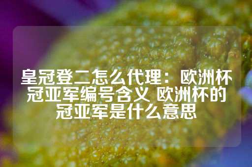 皇冠登二怎么代理：欧洲杯冠亚军编号含义 欧洲杯的冠亚军是什么意思