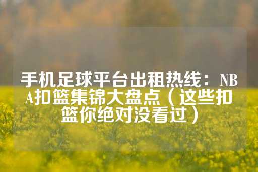 手机足球平台出租热线：NBA扣篮集锦大盘点（这些扣篮你绝对没看过）-第1张图片-皇冠信用盘出租