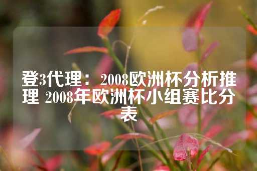 登3代理：2008欧洲杯分析推理 2008年欧洲杯小组赛比分表-第1张图片-皇冠信用盘出租