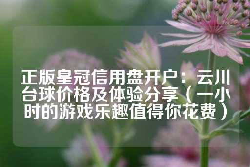 正版皇冠信用盘开户：云川台球价格及体验分享（一小时的游戏乐趣值得你花费）-第1张图片-皇冠信用盘出租