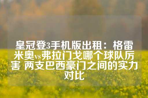 皇冠登3手机版出租：格雷米奥vs弗拉门戈哪个球队厉害 两支巴西豪门之间的实力对比