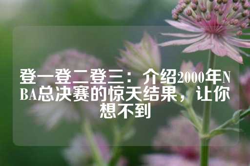 登一登二登三：介绍2000年NBA总决赛的惊天结果，让你想不到-第1张图片-皇冠信用盘出租