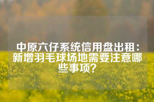 中原六仔系统信用盘出租：新增羽毛球场地需要注意哪些事项？