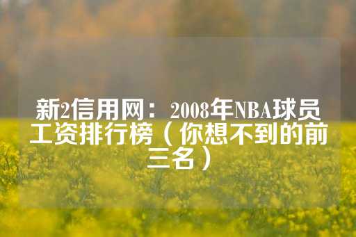 新2信用网：2008年NBA球员工资排行榜（你想不到的前三名）-第1张图片-皇冠信用盘出租