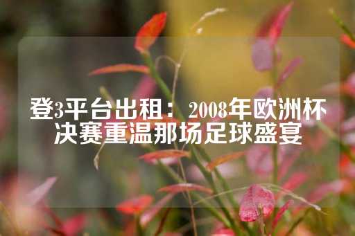 登3平台出租：2008年欧洲杯决赛重温那场足球盛宴