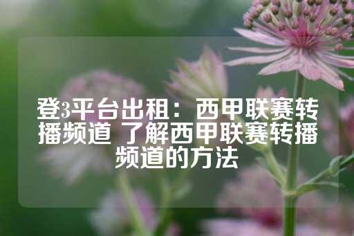 登3平台出租：西甲联赛转播频道 了解西甲联赛转播频道的方法-第1张图片-皇冠信用盘出租