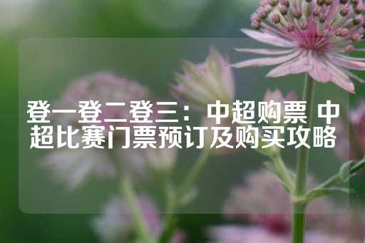 登一登二登三：中超购票 中超比赛门票预订及购买攻略-第1张图片-皇冠信用盘出租