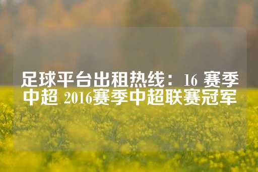 足球平台出租热线：16 赛季中超 2016赛季中超联赛冠军