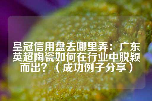 皇冠信用盘去哪里弄：广东英超陶瓷如何在行业中脱颖而出？（成功例子分享）