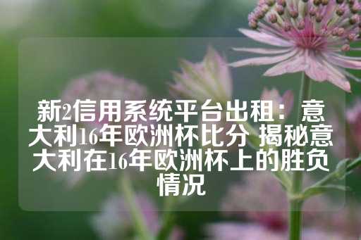 新2信用系统平台出租：意大利16年欧洲杯比分 揭秘意大利在16年欧洲杯上的胜负情况