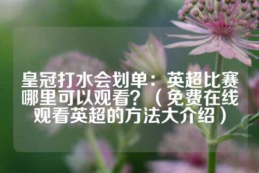 皇冠打水会划单：英超比赛哪里可以观看？（免费在线观看英超的方法大介绍）