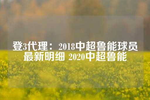 登3代理：2018中超鲁能球员最新明细 2020中超鲁能