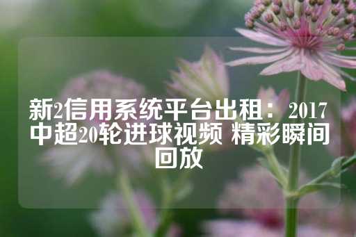 新2信用系统平台出租：2017中超20轮进球视频 精彩瞬间回放