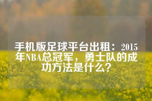 手机版足球平台出租：2015年NBA总冠军，勇士队的成功方法是什么？