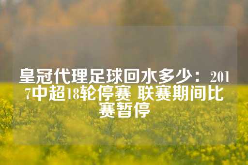 皇冠代理足球回水多少：2017中超18轮停赛 联赛期间比赛暂停-第1张图片-皇冠信用盘出租