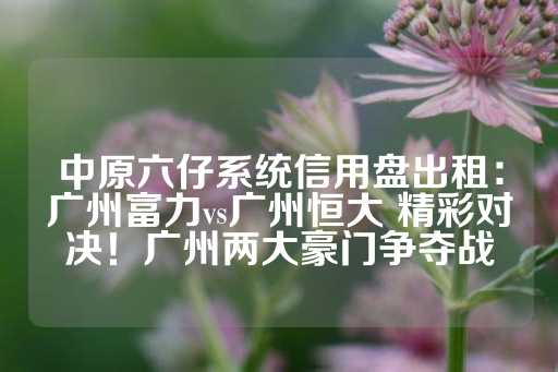 中原六仔系统信用盘出租：广州富力vs广州恒大 精彩对决！广州两大豪门争夺战