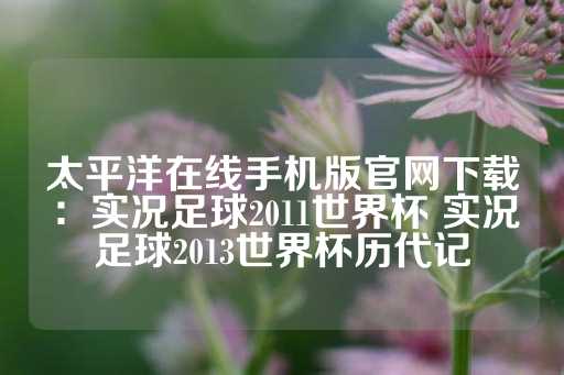 太平洋在线手机版官网下载：实况足球2011世界杯 实况足球2013世界杯历代记-第1张图片-皇冠信用盘出租